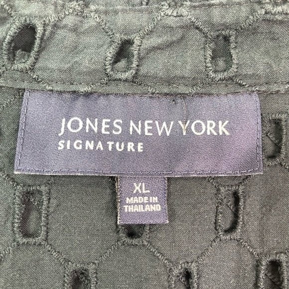 Jones New York Black Cut Out Long Sleeve Blouse Size XL - Picture 3 of 6